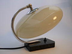 Lovely Couple of 2 Identical Table/Desk Lamps Bauhaus Style 1930s.  Chrome, Marble & Glass.  Both Lamps Rewired.