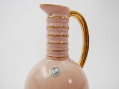 Pink with gold accents BOCH Frères Pitcher Vase, ca./from 1937  La Louvière Belgium