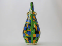 Polychrome Modernist Decor D873 with geometric patterns. Hand Painted Vase, Design by Charles Catteau  BOCH Frères La Louvière Belgium 1924. He used Form n° 727 already created  in 1903 by Boch Frères Keramis.