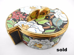 Bonbonnière with Floral Motif BOCH La Louvière Belgium. Model MIKADO D2919 with Gold-tone decoration by  Raymond Chevallier ca. 1938. Form 1252/1 created in 1934 by Charles Catteau.