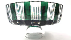 Val st. Lambert Belgium. Coupe Emerald Green on a transparent pedestal. Unique Design 1930's.