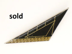Art Deco geometric design Black & Gold Colour Brooch