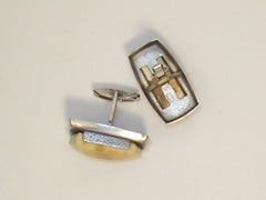 1930 Russian Sterling Silver 875 with Egg Yolk Bead (Baltic Amber) Cufflinks