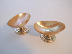 Pair of Sterling 925 Silver & Abalone Shell Pedestals