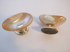 Pair of Sterling 925 Silver & Abalone Shell Pedestals