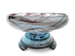 Art Deco Centrepiece in Blue and Purple Cloud Pressed Glass, Polished. Seperate Bowl and Plinth. 1920s George Davidson & Co, England.