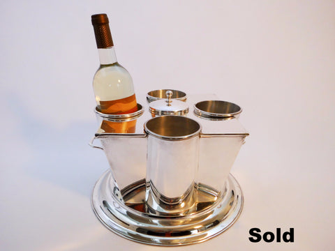 4-Wine Bottle Cooler Chiller  Silver Plated