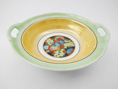 Lusterware Bowl CELEBRATE  Made in Germany for Borgfeldt & Co. trading Company of New York.   1930s.