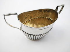 Three Piece Edwardian Bachelor Tea Set. Sterling Silver with Silver-Gilt Interiors. James Woods & Sons Birmingham 1901.