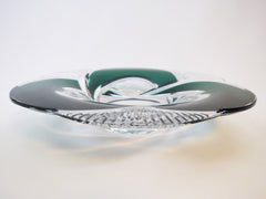 Coupe "Cyclope"  Val St. Lambert Belgium 1958. Stunning Crystal Glass Centerpiece. Dark Green, hand-cut-to-clear.   Numbered & signed  8/100  Charles Graffart, Master designer and outstanding artist.