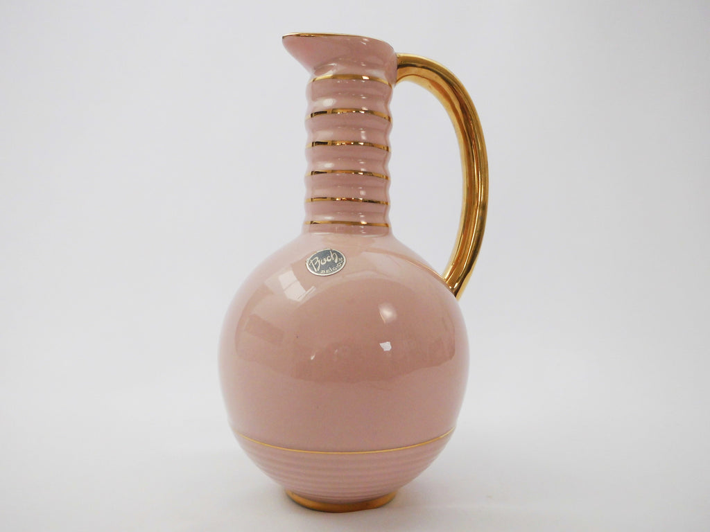 Pink with gold accents BOCH Frères Pitcher Vase, ca./from 1937  La Louvière Belgium