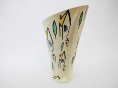 Beswick Pottery   Vase  Houses decor Hand Painted ALBERT HALLAM 1950s