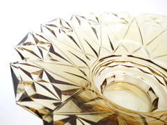 Stunning Crystal Centerpiece/Fruit Bowl in Topaz Color. Smooth Interior and Amazing Cutting Pattern on the Outside.  Val St.Lambert  Belgium  1958.