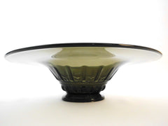 Coupe Nymphéa Olive green Color. Demi-Crystal Pressed Glass.  Luxval Collection 1935  Val St Lambert Belgium