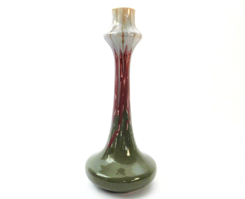 Very elegant tall Ceramic Vase from the "Faïenceries de Thulin" Belgium 1920s. Color Drip Glaze Technique. Model number 2, created  in 1923.