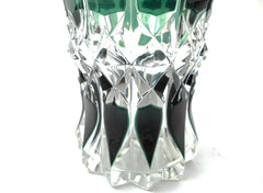Exquisite Crystal Vase model "EPRAVE" Val St. Lambert.  Emerald & Dark Green, hand-cut-to-clear.  Belgium 1968.