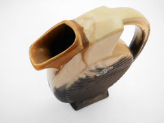 Rare Stylish Art Deco Jug from the ANTICA collection "Faïenceries de Thulin" Belgium 1930s. Color Drip Glaze Technique. Chocolate brown, yellow and beige.