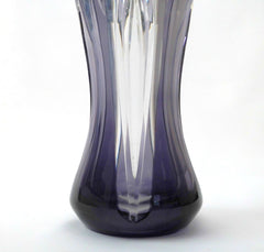 Overwhelming and Elegant Val St. Lambert Crystal Vase in a rare Amethyst color, hand-cut-to-clear, Belgium 1950s.
