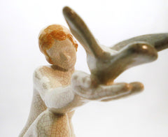 Rare Ceramic Sculpture in Craquelé of ISADORA DUNCAN, "Mother of the Modern Dance". Etienne Forestier 1920s France.