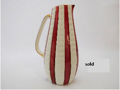 Burgundy & Cream Stripes with Gold Rim Pitcher/Vase H.J.WOOD England